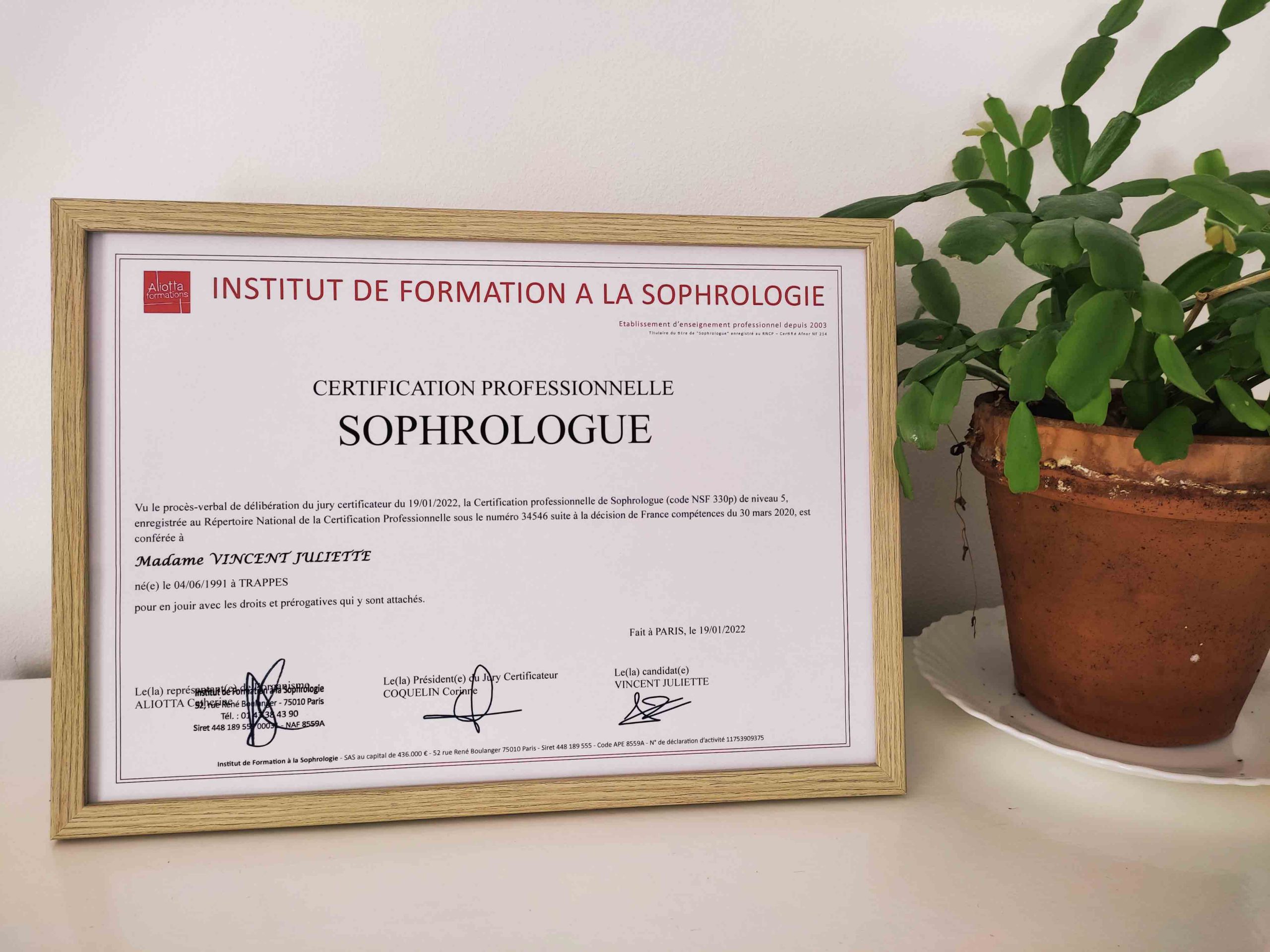Certificat Sophrologue